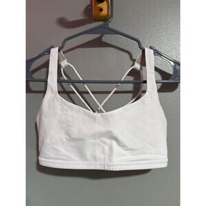 Lululemon White Strappy Sports Bra Cross Back Yoga Bra Size 6